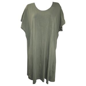 Columbia Women's 1X Olive Green Stretch Knit T-Shirt Dress Short Sleeve Casual
